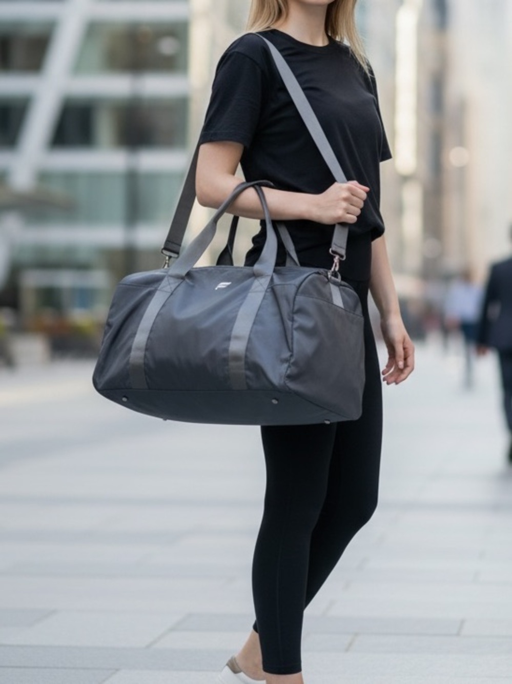 Fabletics Travel convertible Duffel Bag with Shoulder Strap- Black